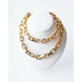 Lucoro Women's Necklace, 18 K Gold-Plated, Solid, Elegant Heavy Chain, Statement Necklace, 60 cm Long, Jewellery for Women, Zinc, No Gemstone