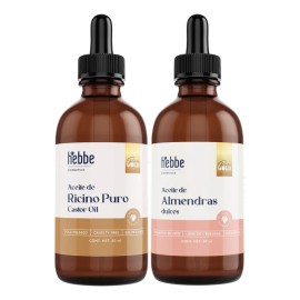 Kit crecimiento, facial humectante corporal y capilar Aceite de Ricino y Aceite de Almendras 50ml c/u Hebbe Cosmetics & Ludika