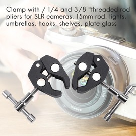 Gokoti 2Pack Super Clamp Crab Clamp Photography with / 1/4 and 3/8 inch Thread Rod Clamp Pliers Clip for DSLR Rig Cameras, 15mm Rods, Lights, Umbrellas, Hooks, Shelves, Plate Glass