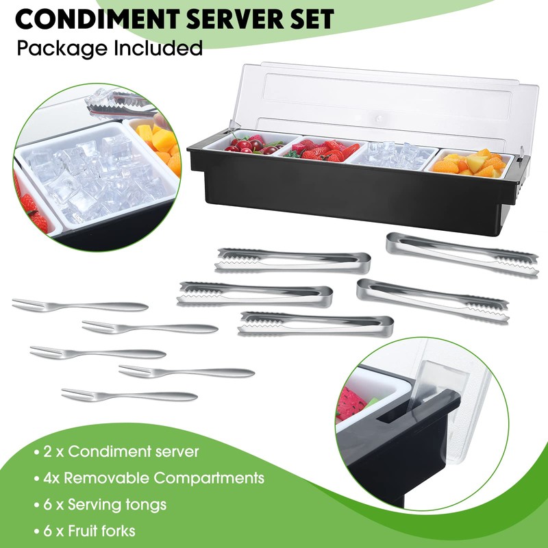 Gandeer 2 Ice Cooled Garnish Tray Deck Bar Garnish Caddy