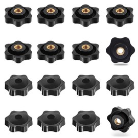 Star Grip Nut M8 14 Pieces, Knurled Screw Outer Diameter, Star Grip Nut Female Thread Brass for Machines and Systems, Furniture, Machine Tools, Fitness Equipment, Black Star Grip Nut
