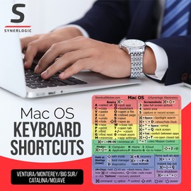 Synerlogic (2pcs) Mac OS Shortcuts Sticker | Mac Keyboard Stickers for Mac OS | No-Residue Laminated Vinyl MacBook Stickers for Laptop | MacBook Shortcut Stickers for 13-16" Air and Pro (Rainbow)