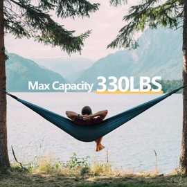 COVACURE Camping Hammock - 270 * 150cm Ultralight 70-Denier Durable & Breathable Nylon Travel Hammocks with Two 10FT Tree Straps for Outdoor Camping Accessories (330lbs Capacity)