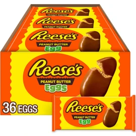 REESE'S Milk Chocolate Peanut Butter Eggs, Easter Basket Easter Candy Packs, 1.2 oz (36 Count) | 36 Count, Easter Basket Easter Candy Packs