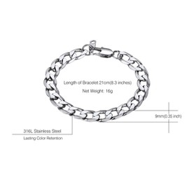 Bandmax Simple bracelet for men and women, classic curb chain/Figaro chain bracelet, 19 cm / 21 cm long, link bracelet, fashion jewellery accessory, great gift, Stainless Steel