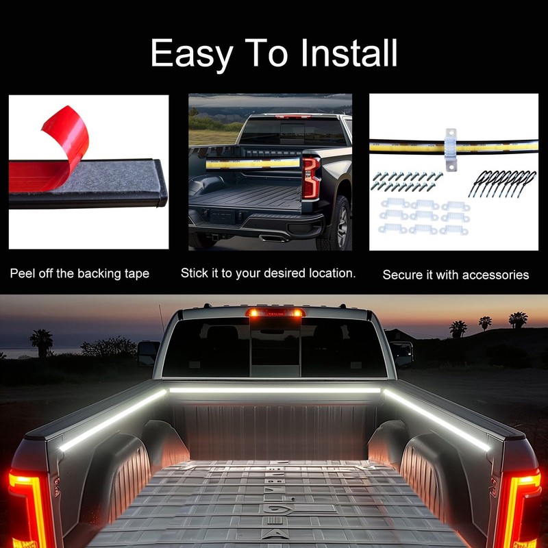 AUTUNEER LED Truck Bed Lights, 3Pcs 60Inch 12V 6500K White