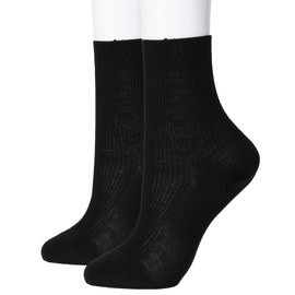 Atsugi LB48092 LB48092 Work-Fit Women's 100% Cotton Rib Socks, 2 Pairs, Black