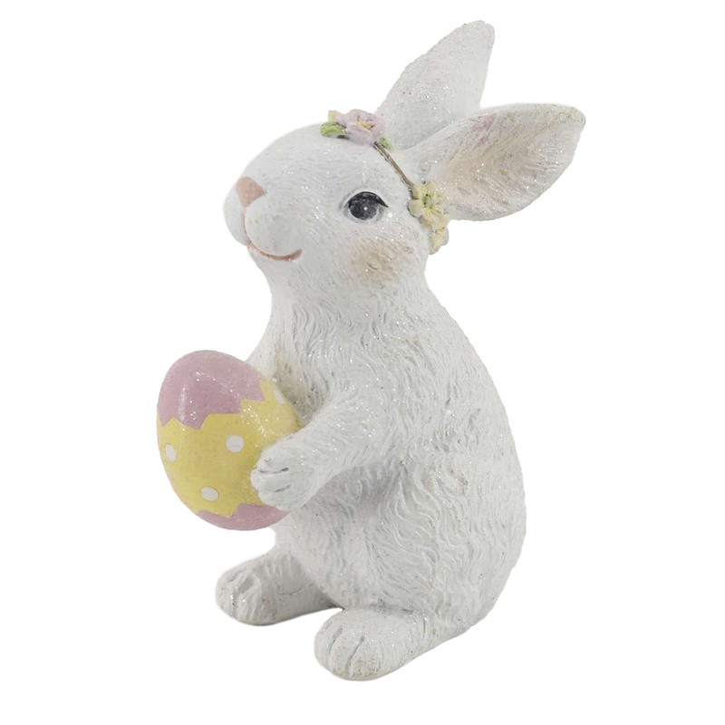 Windy Hill Collection Polyresin Glitter White Easter Rabbit Bunny Hiding