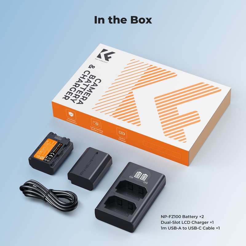 K&F CONCEPT 2600mAh NP-FZ100 Battery and Charger Set, Compatible with