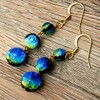 Gold Stone Luminous Keramarin Firefly Glass Earrings for Both Ears,