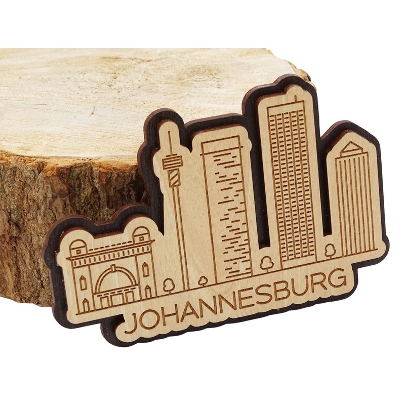 Printtoo Custom Souvenir Engraved Wooden Johannesburg Africa City Fridge Magnet