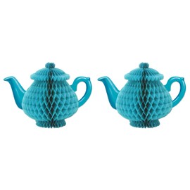 Beistle 59947, 2 Piece Tissue Teapot Centerpieces, 7", Blue