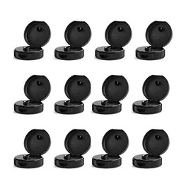 kelkaa Caps 38-400 Black Flip Top Caps With 0.25" Orifice, Dispensing Ribbed Snap Closures, Replacement Caps with Peelable Liners for Squeeze Bottles, Neck Diameter 38mm, Thread Type 400 (Pack of 12)