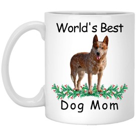 Funny Saying Gift For Pet Lovers Australian Cattle Dog Red Merle Worlds Best Dog Mom Mug White 11oz Christmas 2024 Gifts