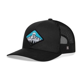 HAKA Diamond Mountains Trees & Trucker Hat, Mesh Outdoor Hat for Men & Women, Adjustable Snapback Baseball Cap, Golf Hat, Black, One Size