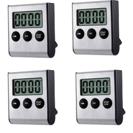 4 Pack Digital Kitchen Timer Magnet, Stainless Steel Cooking Timers with Alarm. Magnetic Countdown Timer for Kitchen Cooking, Baking,Sports Games