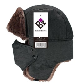 Otafuku Glove Winter Pilot Cap [Windproof, Simple Waterproof, Mask Included] B-18 Black One Size Fits Most