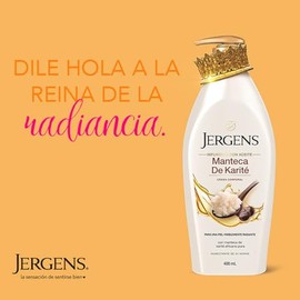 Jergens Crema Manteca de Karité Humectante, 400 ml, Piel 3 Veces Más Radiante, con Manteca de Karité pura, probada por dermatólogos
