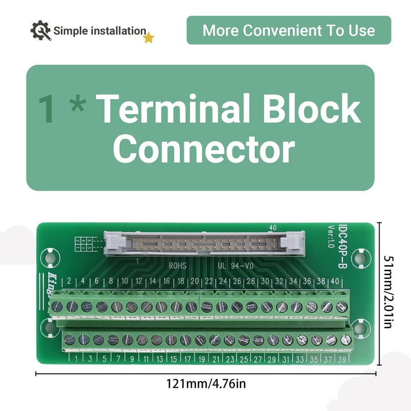 Peakloong IDC40P 40Pin Connector Strip Breakout Board Terminal Block Plug
