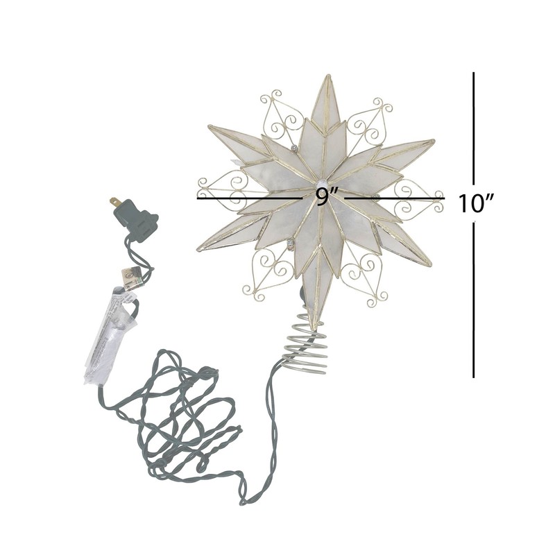 Kurt Adler UL3110 10-Light 6-Point Capiz Star Treetop With Scroll