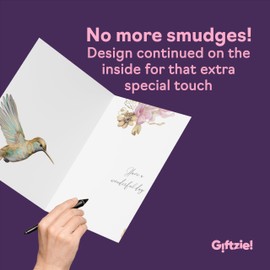 Beautiful Gold 80th Birthday Cards for Women Men - Wonderful Golden Birds Hummingbird - Elegant Traditional Pretty Birthday Card for 80 Year Old Woman Man Her Him, 5x7 Inch Gorgeous Greeting Cards