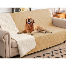 Ameritex - Funda impermeable para cama de perro con respaldo antideslizante para muebles, cama, sofá (132 x 202 cm, arena)