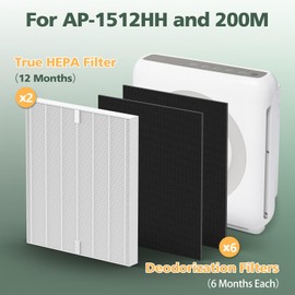 isinlive 2-Pack Airmega AP-1512HH Filter Replacement for Coway Airmega AP-1512HH and 200M Air Purifi-ers, 2 True HEPA and 6 Carbon Pre-Filters, Compared to Part # 3304899