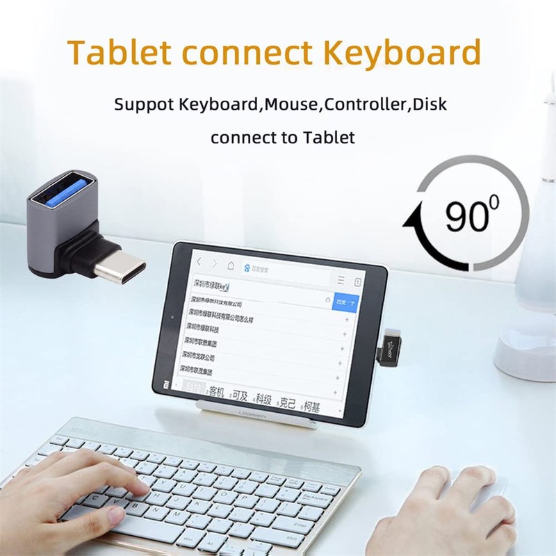 xiwai Adaptador OTG de 90 grados para computadora portátil, tablet