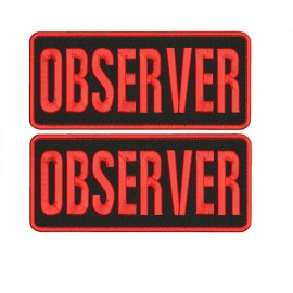 OBSERVER  EMBROIDERY PATCH 4X10  HOOK ON BACK  BLK/RED