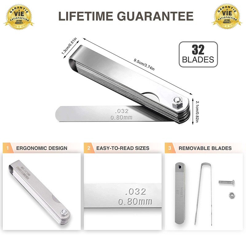 CZ Store Blade Feeler Gauge Set |32 blades 3.54"|✮LIFETIME GUARANTEED✮-