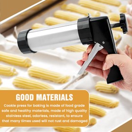 Cookie Press Kit, Spray Press with 13 Discs & 8 Piping Tips, for Baking & Decorating, Perfect for DIY Cookies, Cakes, and Desserts
