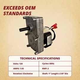 Danson KS-5010-1010 Glowboy 2RPM Auger Feed Motor for Bay View Home Heater 120/300 Shop 120/300 Pelpro PP300 ACAMTRAS