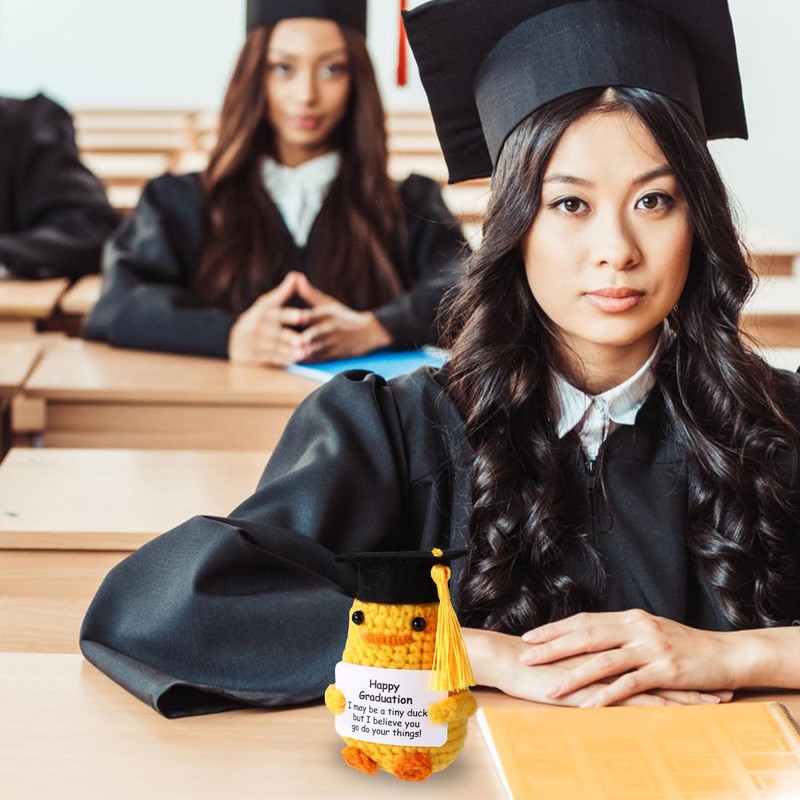 TOYMIS Positive Graduation Duck, Class of 2025 Cute Crochet Knitted