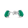 14k White Gold Oval Emerald Earrings
