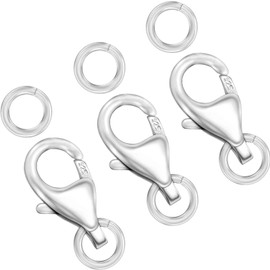 Ofiuny Lobster Clasps for Jewelry Making S925 Lobster Claw Clasp with Jump Rings for DIY Necklaces Bracelet,925 Sterling Silver Made in Italy