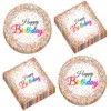 CHUNNIN 50PCS Confetti Sprinkles Plates and Napkins Pastel Happy Birthdays