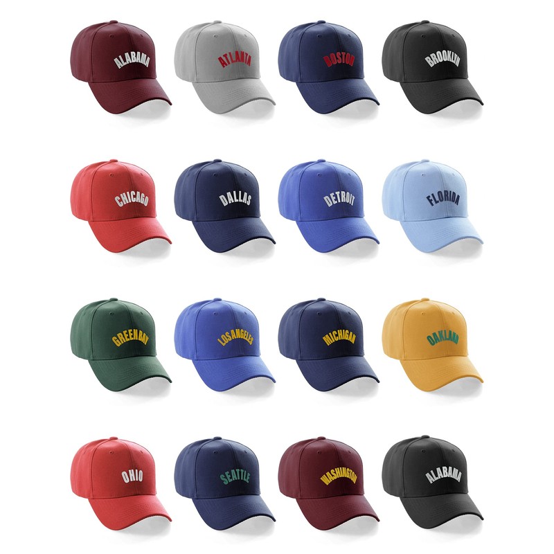 Daxton USA Cities States Baseball Hat Cap Arch Letters, Brooklyn