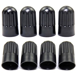 8 Pack Black Plastic Tire Valve Stem Caps – Universal Long Air Valve Covers with Rubber Seal for TPMS and TR20008 Rubber Valves – Dustproof Airtight Seal