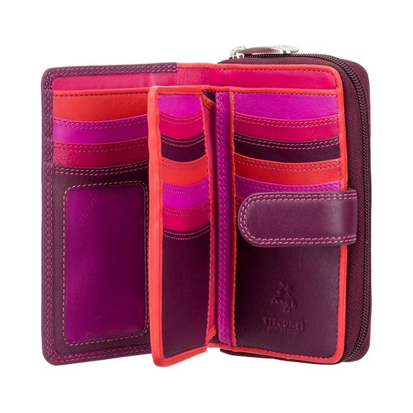 VISCONTI - Soft Leather Purse/Wallet for Women - Plum Multi
