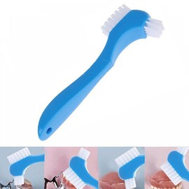 Buy-Simplicity® Denture Brush | Smart Design, Excellent Convenience, and Contoured Grips | Lightweight, Portable, Durable and Multi-Layered Bristles (Blue)