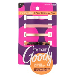 Goody Pasadores de pelo para cabello fino, 4 unidades, colores surtidos, deslizables y bloqueables en su lugar, accesorios para el cabello sin dolor para hombres, mujeres, niños y niñas, se mantienen apretados para comodidad todo el día