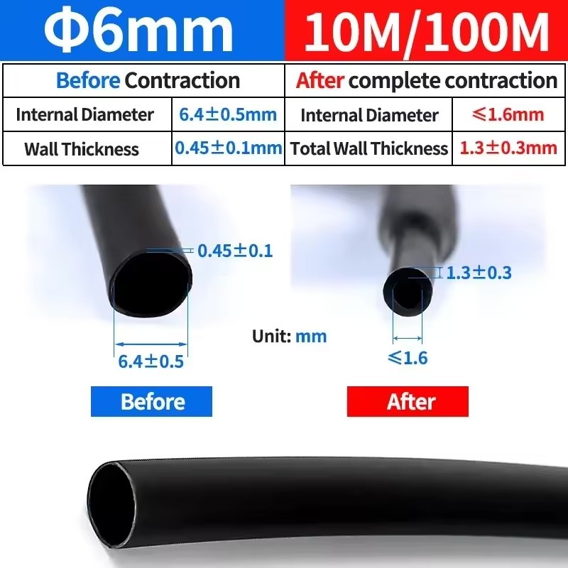 10 Meters 4:1 Heat Shrink Tube with Glue Polyolefin Shrinking