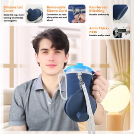EHUSPU Dysphagia Regulating Drinking Cup Set – Spill-Proof, Adjustable Flow (5cc-10cc/10cc-15cc), Heat & Condensation Insulating Sleeve – for Elderly, Parkinson’s, Dementia Patients