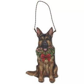 German Shepherd with Wreath Ornament