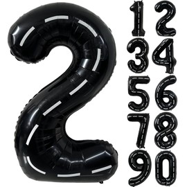 40 Inch Race Car Black Number Balloons Race Car Birthday Party Balloons Large Black Number 2 Balloons Boys 2nd Birthday Party Race Car Theme Party Decorations Supplies（Digital 2）
