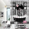 KOKGYM 4Pcs African American Shower Curtain Sets with Rugs, Black
