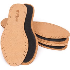 Ortri Insoles With Activated Charcoal - Made Of Vegetable Tanned Leather, Anti-Sweat, Anti-Perspiration, Anti-Odour, Odour-Absorbing Insoles, Breathable, Premium, Sizes 35-46, 3 Pairs - beige, size: 41-42