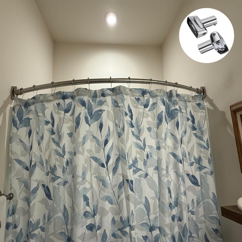 2 Pack Shower Curtain Rod Brackets, Adjustable 180°Rotation, Curved Shower