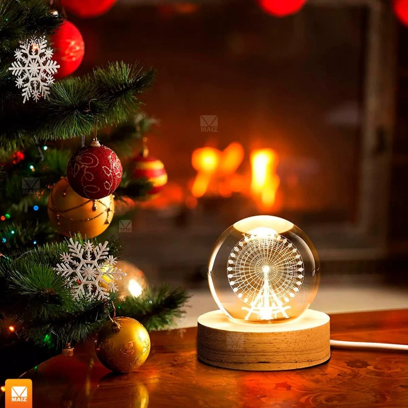 Maíz Lampara Bola Cristal 3d Carrusel Luz Led Noche Nocturna