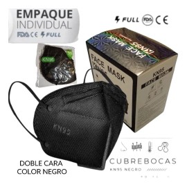 100 Cubrebocas Kn95 Mascarillas Negro Ambos Lados Certificad